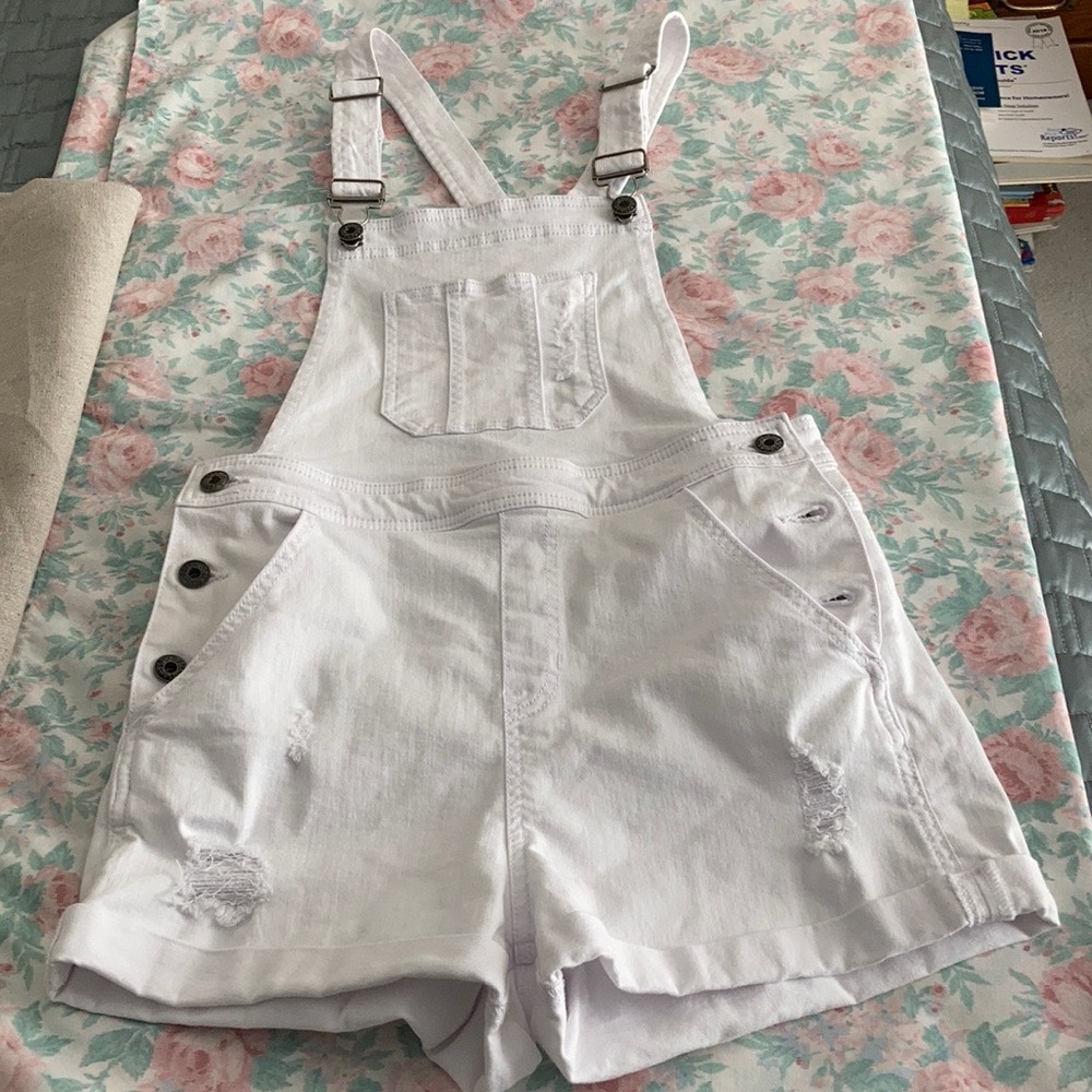 Sneak Peek denim short overalls